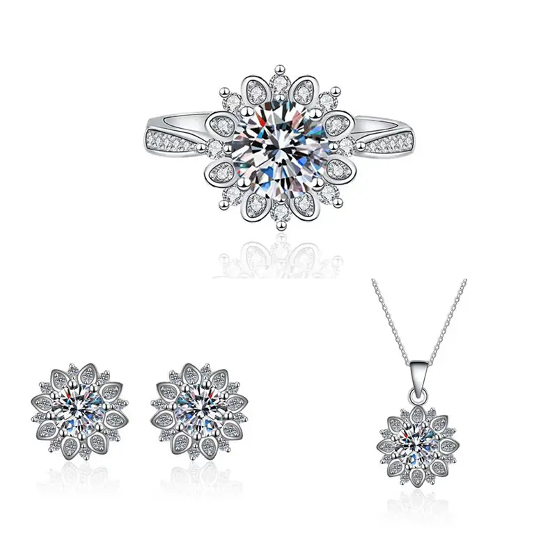 Full Diamond Flower 1 Carat Three Piece