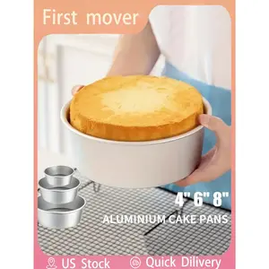1pc/3pcs Aluminum Cake Pans - Durable Non-Stick Coating, Removable Bottom, 4/6/8 Inch Round Cake Pans, Easy Release For Cakes - Ideal For Weddings, Birthdays, Parties, Kitchen Tools, Baking Tools, Oven Use