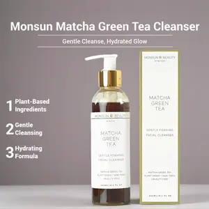 Monsun Beauty Matcha Green Tea Facial Cleanser Hydrating Formula with Arbutin & Glycerin for Gentle Cleansing & Skin Care 6.7 FL OZ Aloe Vera Plant-Based Non-Toxic, Salicylic Acid, Powder