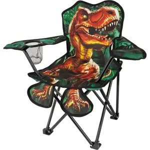 Toy To Enjoy Outdoor Dinosaur Kids Camping Chair – Foldable Children’s Chair for Camping, Tailgates, Beach, – Carrying Bag Included Mesh Cup Holder & Sturdy Construction. Ages 2 to 5