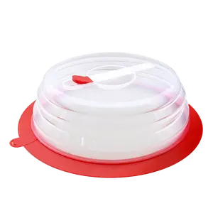 PlateTopper Collapsible Microwave Food Plate Cover Lid – Microwave Splatter Guard w Steam Vent - BPA Free & Non Toxic - Easy Grip Handle – Dishwasher Safe – Airtight Suction Ring for Food Storage