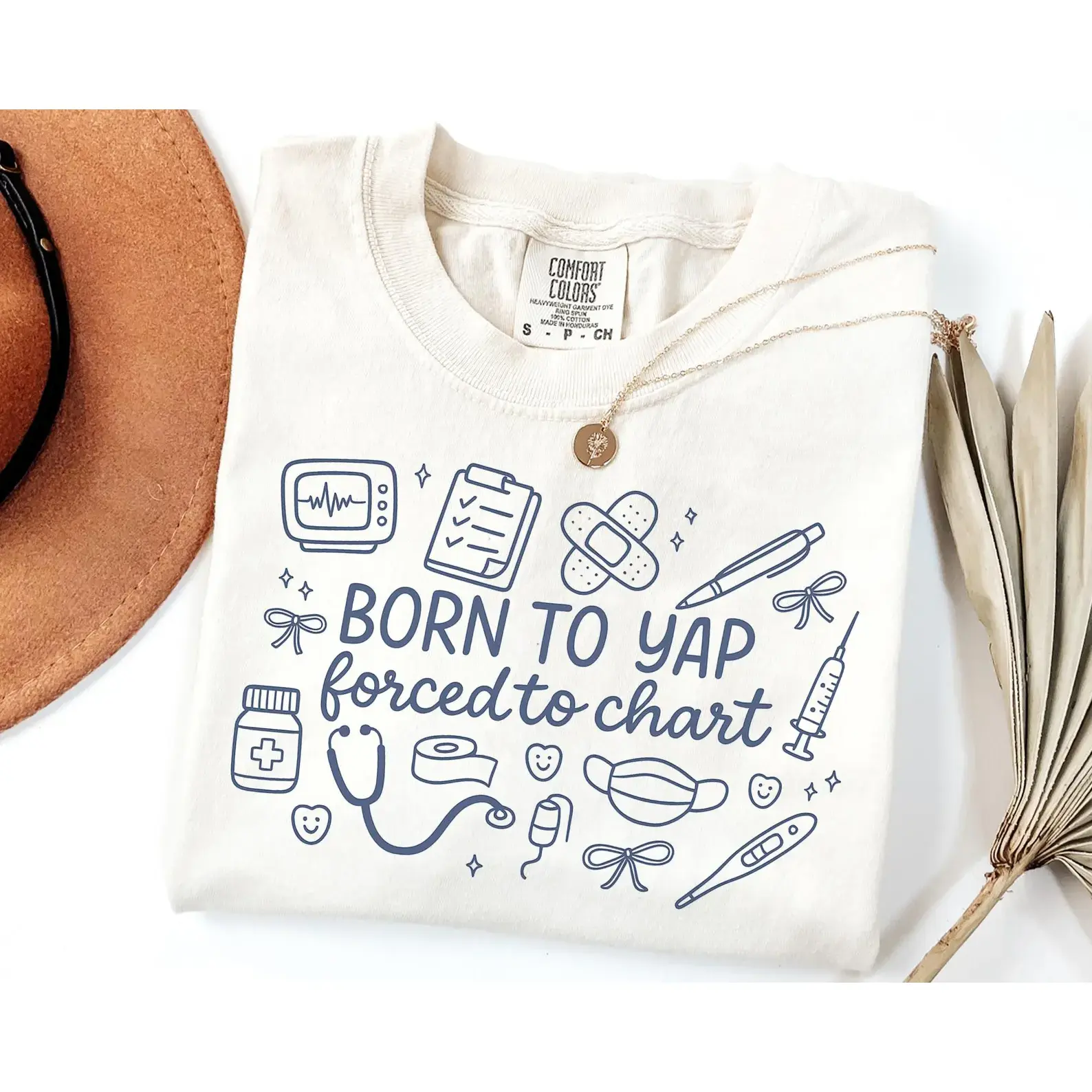 Nurse - Born To Yap Forced to Chart T-shirt, Spring Nurse Shirt, Cna RN Nurses Tee, School Nurse Gift, Nursing Shirt, Preppy Nurses Tees