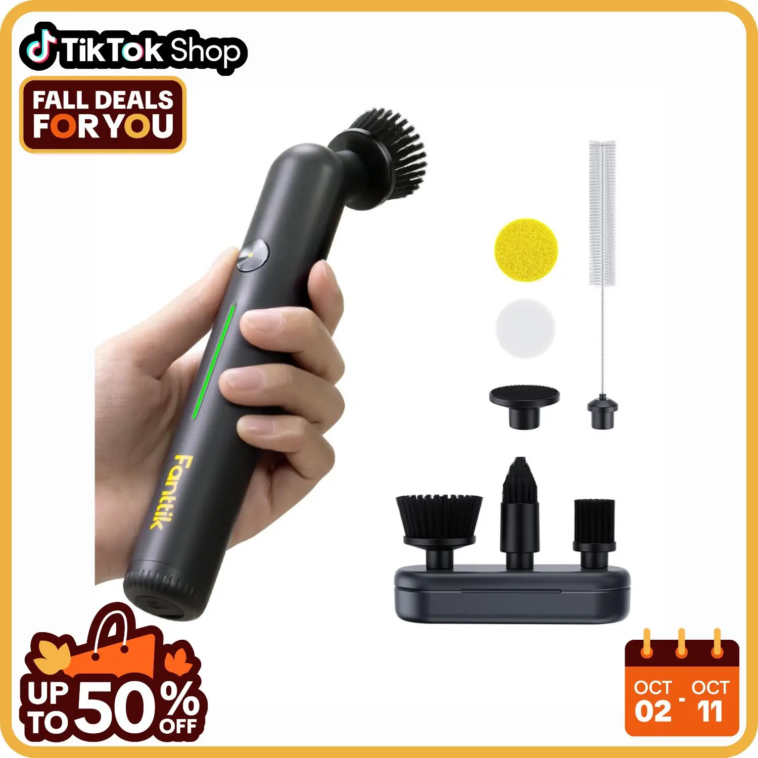 Fanttik G9 Nano Electric Spin Scrubber, Cordless Power Grout Brush, Type-C Fast Charging with LED Power Display, IPX7 Waterproof, 8 Replaceable Heads