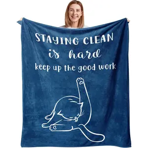 Julazy Sobriety Gifts for Women/Men Blanket 50"X60", Encouragement Gifts, Addiction Recovery Throw, Funny Sober Gifts for Women, 1 Year Sober Gifts, Staying Clean is Hard