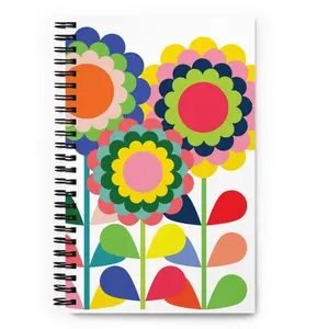 Preppy Flowers Quilter's Dot Grid Spiral Notebook