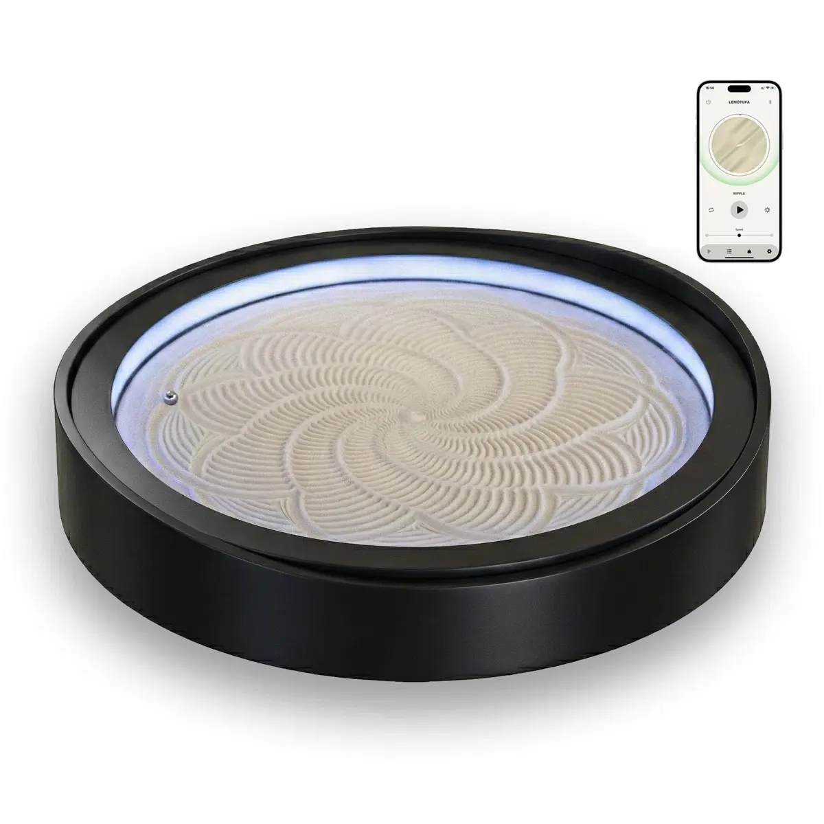 Roji - 20'' Smart Zen Garden – App-Controlled Kinetic Sand Table with LED Light for Desk & Home Decor