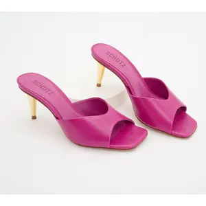 Schutz Leather Pin Heeled Mules - Dethalia