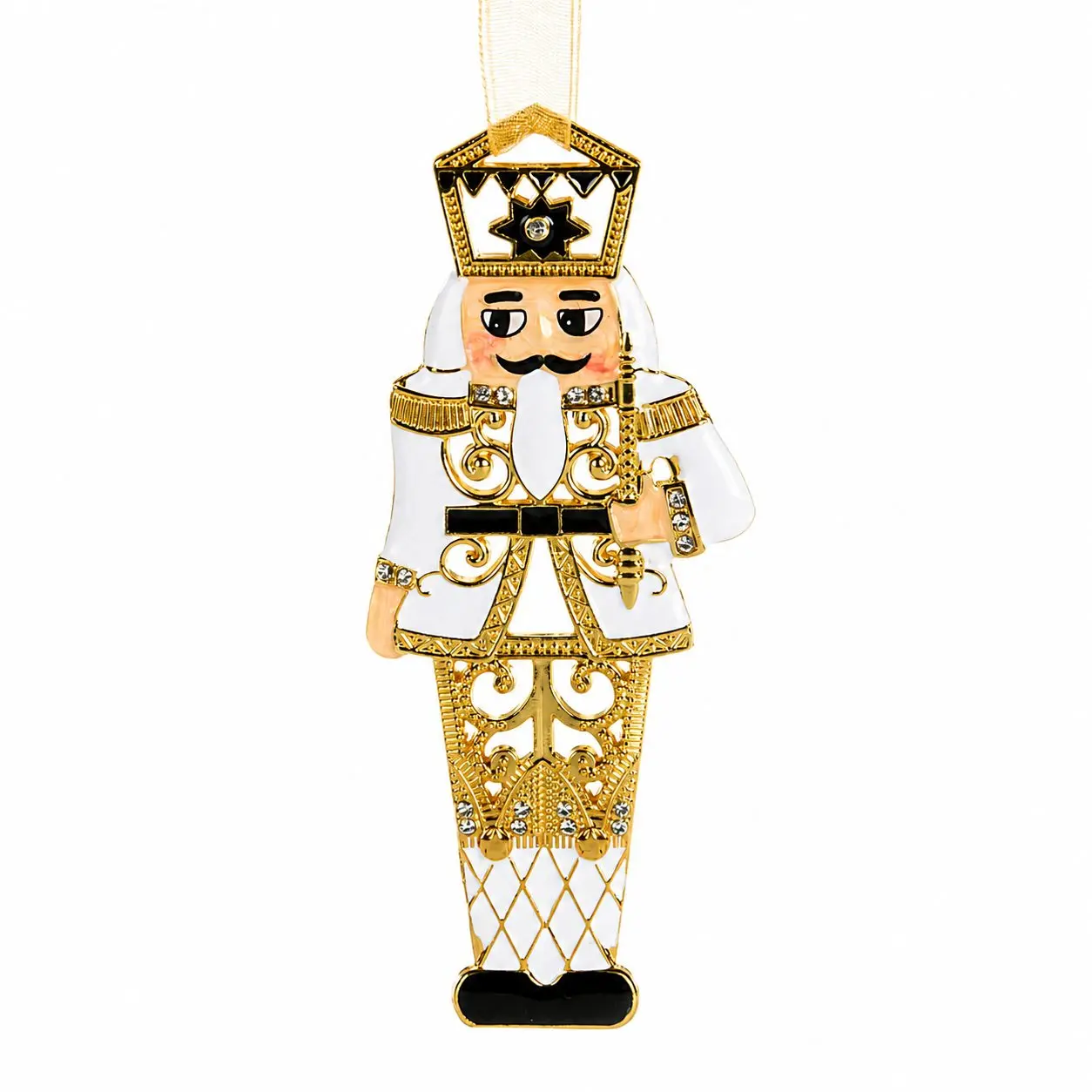 Nutcracker! Magical Christmas Ballet – Ornament - White Pewter Nutcracker Soldier