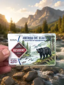 National Park Pass Sleeve Wildlife Art Sticker Overlay Clear Plastic Card Protector Holder For Outdoor Enthusiast