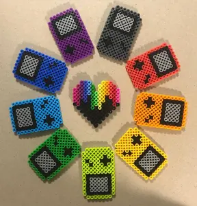Cute Colorful Gameboy Rainbow Heart Diamond Magnets - Geometric Round PokeBalls for Kitchen Decor & Collecting - Durable Plastic Fan Set - Decoration