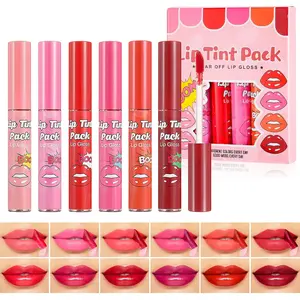 Peel Off Lip Stain Set, Waterproof Tattoo Peel Off Lip Tint, Non-sticky Lip Liner Stain Long-lasting, Matte Finish Lip Tint Stain Makeup Set