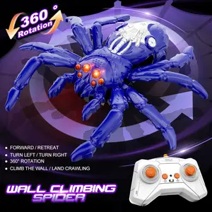 Remote Control Climbing Spider Toy, Rechargeable Electric Simulation 360° Rotating Crawling Spider, Emotional, Visual, Intelligence Development