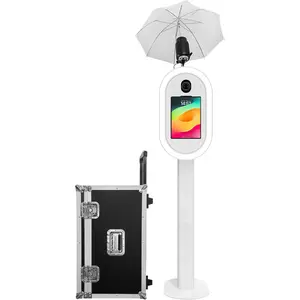 DSLR & iPad Photo Booth with Music-Sync RGB Ring Light, 10.2–13 in iPad Holder, Umbrella & Flash Mount, Portable Stand with Flight Case, Easy Setup for Weddings, Parties, Birthdays & Event Rentals