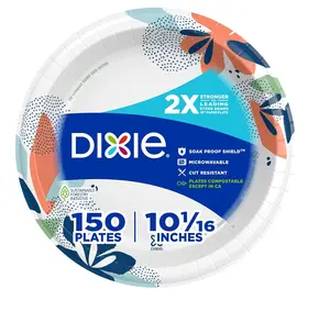 Disposable Paper Plates 10 Inch (150 Pack) – Heavy Duty, Microwave Safe, Soak Proof Dinner Plates for Home, Party & Everyday Use