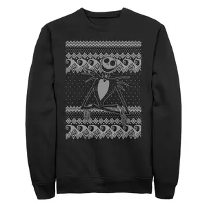 Men's The Nightmare Before Christmas Jack Skellington Distressed Christmas Sweater Sweatshirt