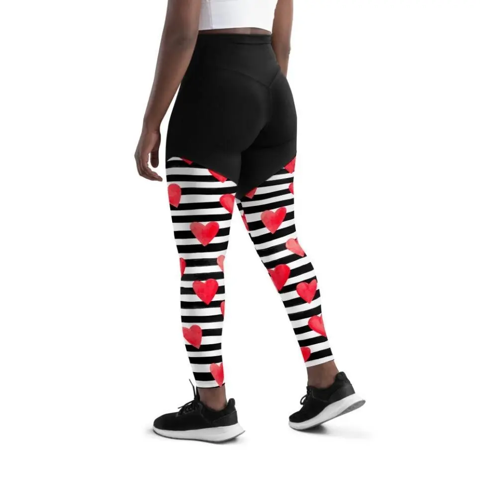 Stripes & Hearts Compression Leggings