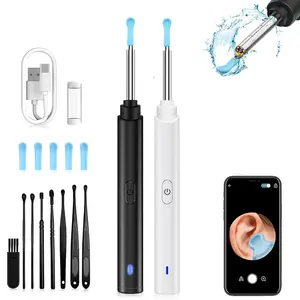 USB rechargeable smart visual ear scoop, Visual Earwax Cleaner, smart visual earwax removal kit, comes with an eight piece set and replaceable silicone ear scoop head