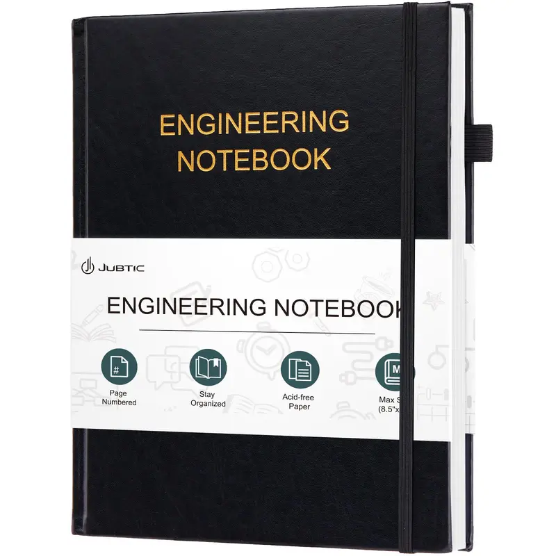 Engineering Notebook for Project Organization - Engineering Graph Paper Notebook Lab Notebook Composition Notebook - Stay Organized and Productive - (8.5" x 11",Black)