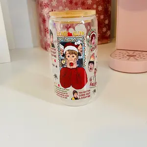 Home alone Christmas glass cup