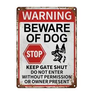8x12 Inches Aluminum Sheet Sign Beware of Dog Signs for Fences No Trespassing Perfect for Garden Patio Wall Decoration