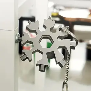 Goxawee 18-In-1 Snowflake Multi-Tool, Portable Stainless Steel Bottle Opener, Flat Head Cross Screwdriver, Wrench, Ideal Christmas Gift