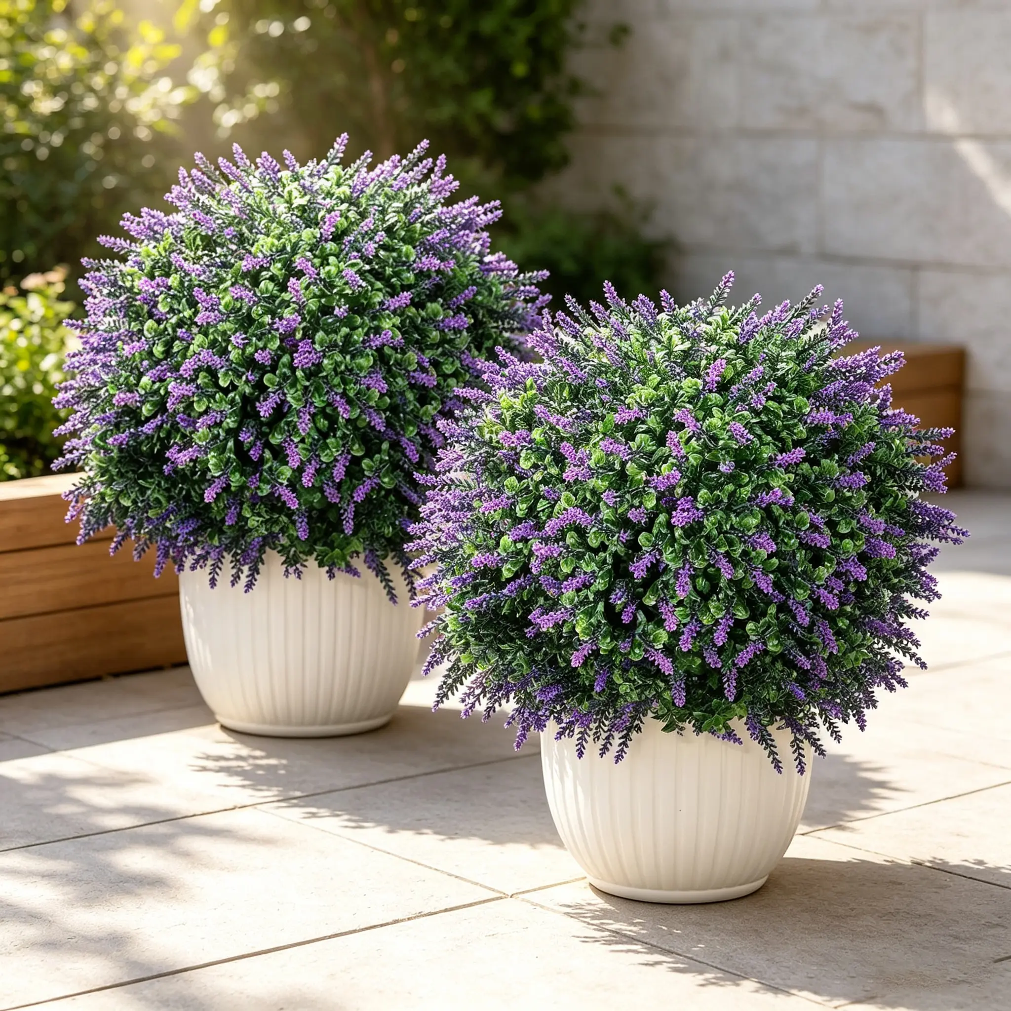 Mion 24 Inch Boxwood Topiary Balls with Lavender 2-Pack UV Resistant Faux Outdoor Plants, Realistic All-Season Artificial Topiary with Ground Spike & Garden Tools, Perfect for Front Door Porch Patio Planters Yard Garden Home Spring Decor tiktokshopspringg