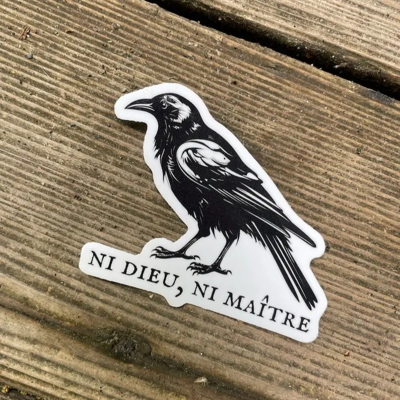 No gods no masters decal french crow anarchist raven punk atheist bird no kings in America  vinyl sticker, Hard Hat Sticker, Blue Collars Stickers
