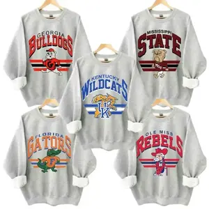 Custom Your Team, Vintage College Mascot Sweatshirt - ASH GREY Color, Retro NCAA Style Graphic Tee, University Sports Shirt, Unisex Cotton Top, Classic Campus Streetwear
