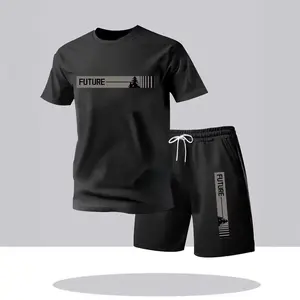 Summer New Ice Silk Leisure Outdoor Set Fashion Short sleeved T-shirt and Shorts Quick drying Sports Set