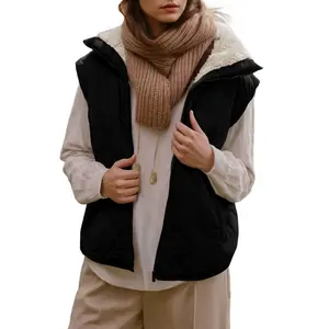 Dokotoo Puffer Vest Women Sleeveless Zip Up Outerwear Stand Collar Quilted Vest Warm Winter Jackets Coats with Pocket