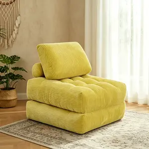 Convertible Folding Sofa Bed Chair with Pillow, Foldable Mattress and Back Support, Portable Comfy Floor Lounge for Living Room, Bedroom