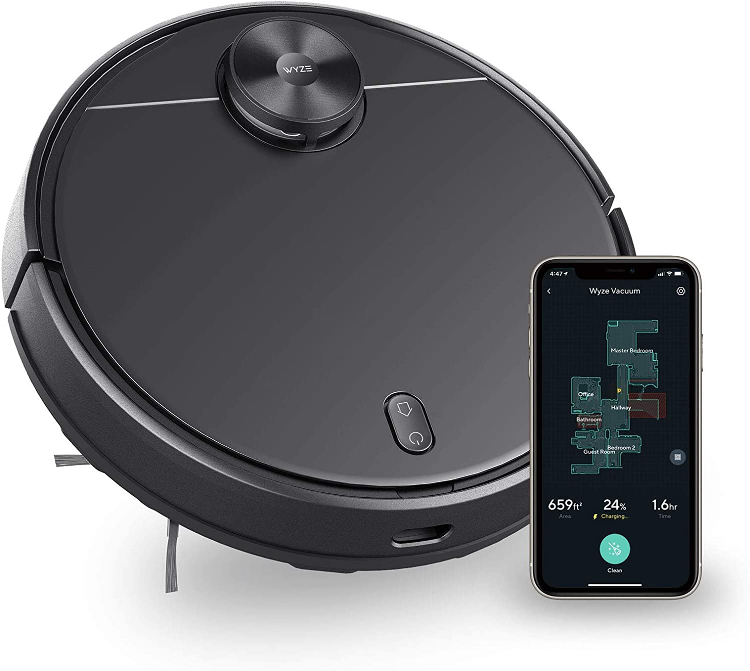 Wyze Robot Vacuum — Smart LIDAR for Straight-Line Cleaning, Automatically Avoids Obstacles, Wi-Fi Connected, Multi-Surface Cleaning Vacuum Cleaner