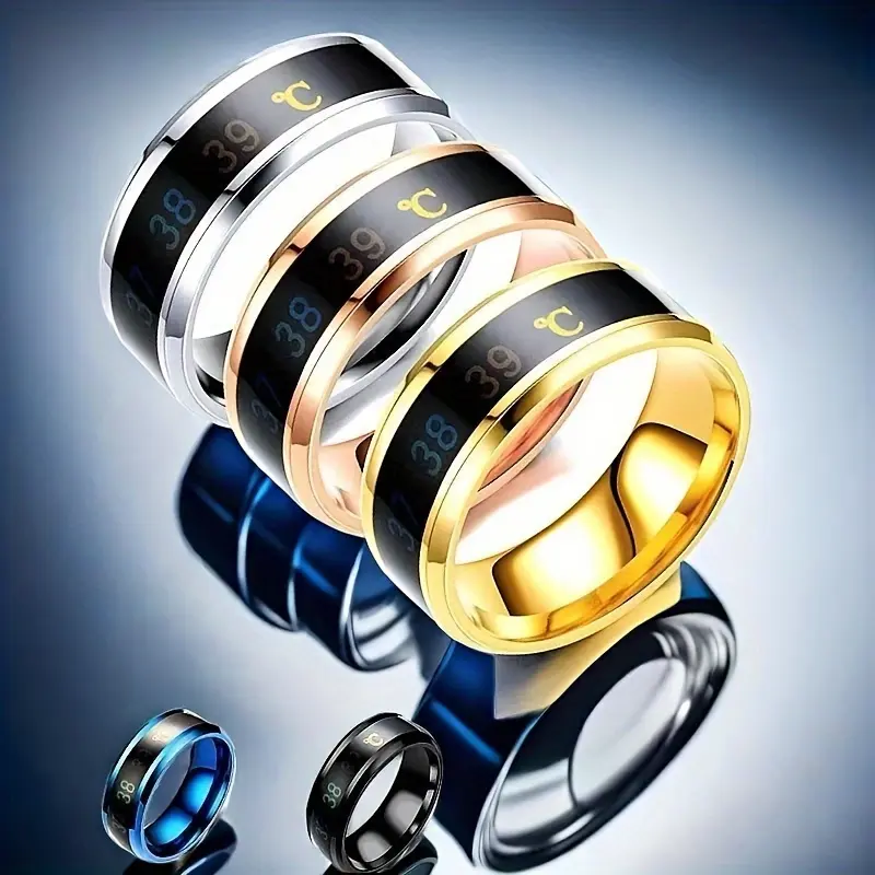 1pc Smart Temperature Sensing Color Changing Stainless Steel Ring for ...
