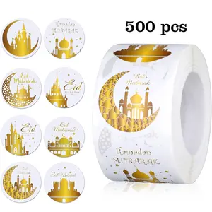 500pcs Round Ramadan Sealing Stickers, Eid Mubarak Party Gifts, Envelope Seal, Candy Gift Wrapping, 1 Inch Stickers