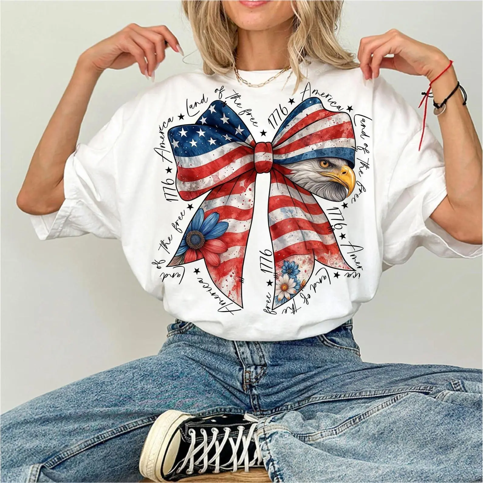 USA Coquette Shirt, 4th of July Tshirt, Preppy America 1776 Brushstroke Tee, Patriotic Memorial Day, Mama Jesus tee, Mother Day Gifts