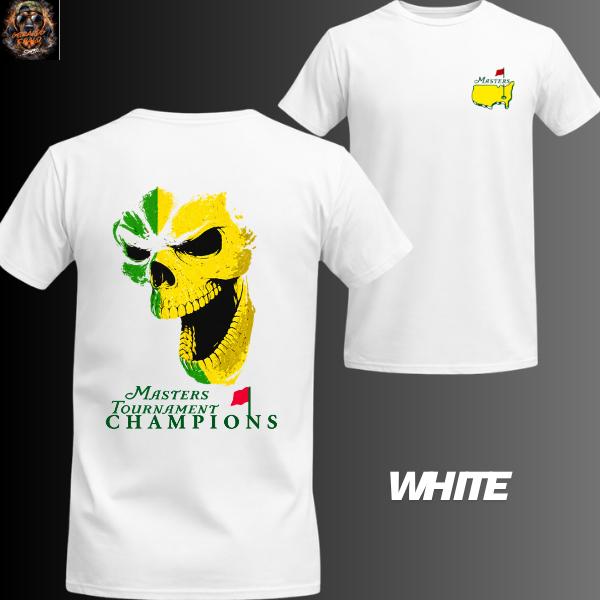 [Made in the USA] Double-sided Hooded T-shirt-Hoodie with a skull print of the Masters Tournament champion, Augusta golf graphic T-shirt, classic golf skull T-shirt, personalized gift for male and female golfers.