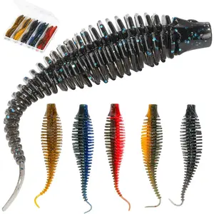 Soft Plastic Worm Fishing Lures Kit, Finesse TRD Stick Worms and Ned Rig Baits with Jig Heads for Bass Fishing, Freshwater Bass Soft Baits