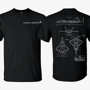 F22 Raptor Blueprint T-Shirt, Vintage Lockheed Martin Graphic Tee, Military Enthusiast Streetwear Clothing Gift for Men Breathable Printing