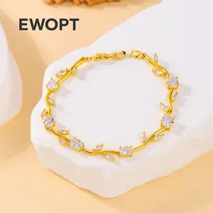 Dainty Colorful Floral Tennis Bracelet Perfect Gift for Her — Black Friday Deal Christmas Gift for Lover, Wife, Friend.CZ Oval Flower Leaf Jewelry