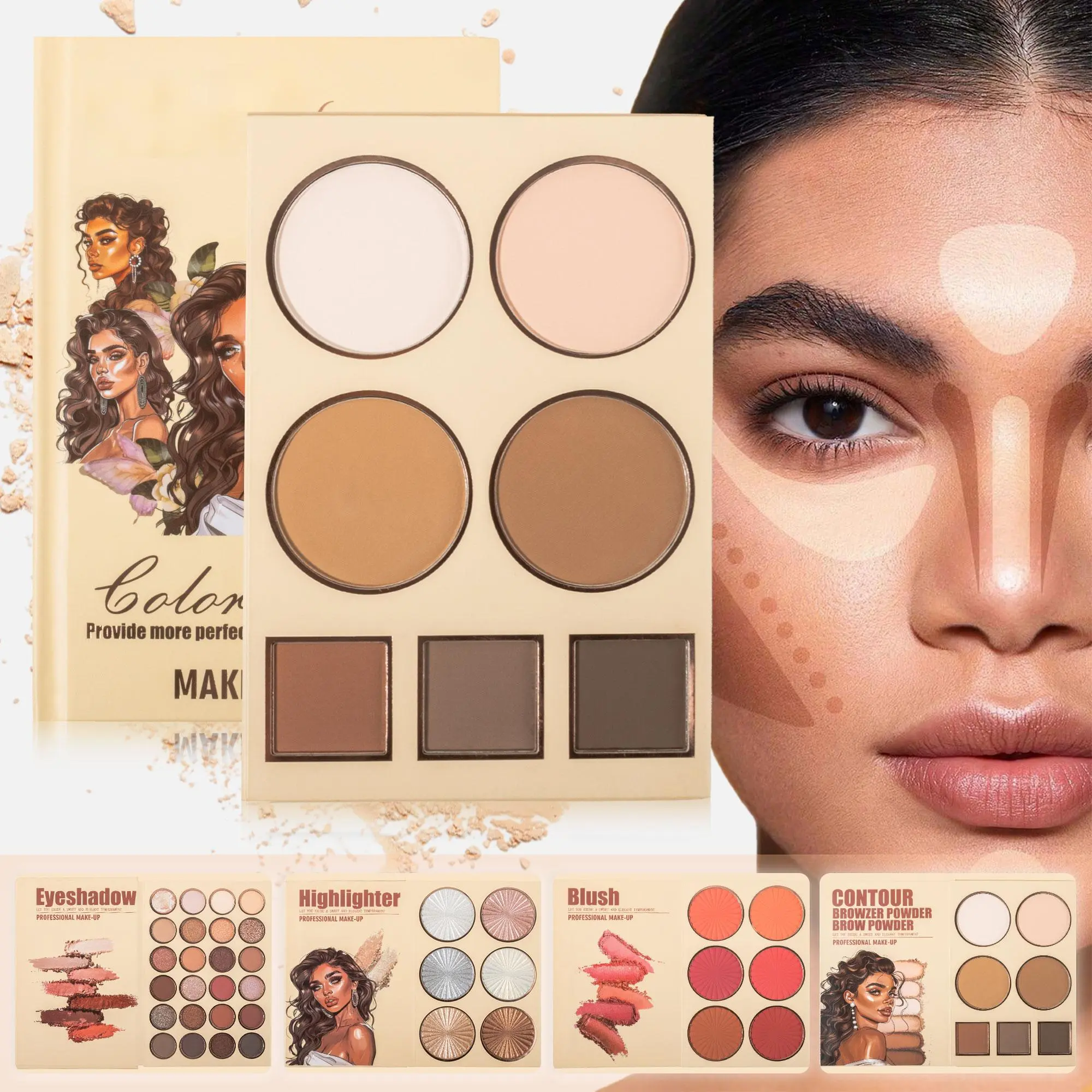 UDAER 63-Color All-in-One Face & Eye Makeup Palette with Eyeshadow, Blush, Highlighter, and Contour