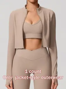Women's Sporty Zipper Zip Front Jacket, Long Sleeve Running Gym Yoga Top, High Neck Thumb Loop Cuffs, All Seasons Polyester Fabric, Athletic Jackets, Athlete Jackets