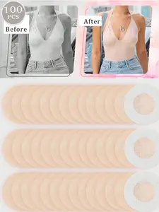 100pcs Disposable Invisible Seamless Breathable Self-Adhesive Nipple Covers, Women's Underwear Accessories, Comfortable and Discreet