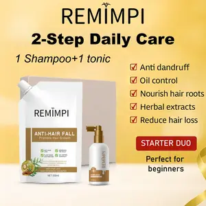 REMIMPI Anti-Hair-Loss Starter Set – 1 Shampoo + 1 Hair Growth Tonic | 2-Step Routine to Reduce Hair Fall & Promote Regrowth (300 ml + 50 ml)