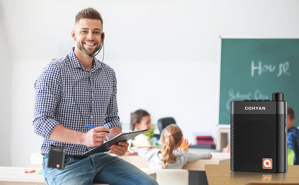 【COHYAN K6】 Bluetooth Voice Amplifier forTeachers, Portable Wireless Megaphone Speakerwith Wired Headset Microphone and Waistbandfor Classroom, Training, Yoga, Speech, MeetingTour Guides Audio Compact Noise  microphone headset pa system