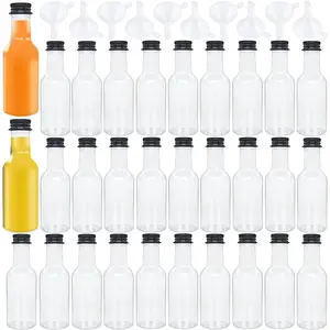 30 Pack 1.7oz Mini Liquor Bottles With Black Cap, Plastic Alcohol Bottles With 10 Funnels, Airtight Plastic Spirit Bottle For Weddings, Party Supplies