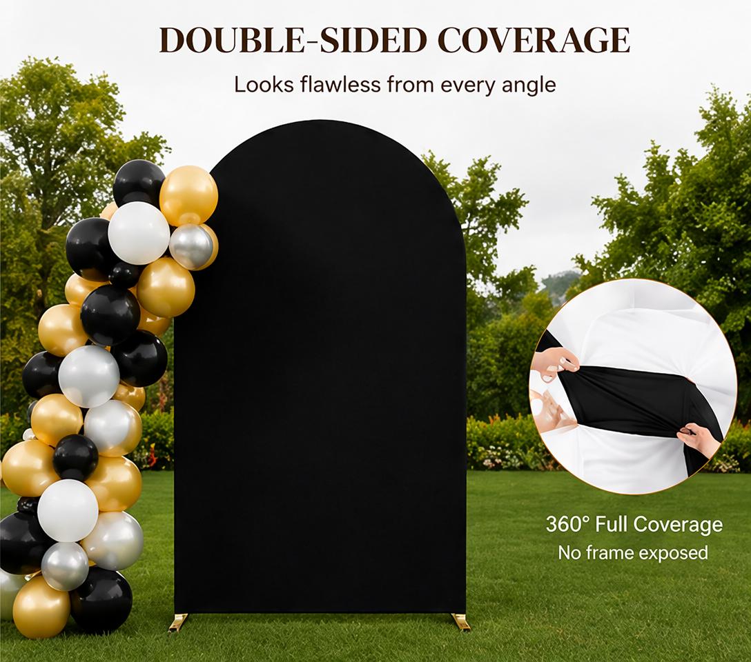 6/6.6/7.2FT Spandex Arch Backdrop Cover, Stretch Fitted Chiara Arch Cover for Round Top Backdrop Stand, Double Sided Wrinkle Resistant Washable Reusable Arch Stand Cover for Wedding, Baby Shower, Birthday, Bridal Shower, Party Decor