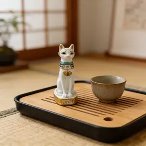 Egyptian Mythology Cat Statue, Resin Material Handmade Decor, Bookshelf Desktop Entryway Decoration, Holiday Gift Idea