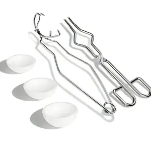 Ceramic Melting Crucible Set with Tongs - 100g/250g/500g Assorted Sizes for Gold, Silver & Metal Smelting