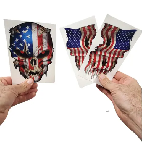 Skull and flag Decals – Premium Skull Stickers for Trucks and Cars – American Flag Stickers with Reflective Eyes Skull – Cool and Unique Sniper Stickers and Decals with Military Graphic