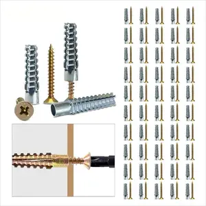 50 Counts Metal Expansion Screws,Heavy Duty Hollow Wall Anchors with Screws,Ldeal for Concrete Wall,Loose Hinge Hole Repair Kits,Hollow-Wall,Wooden Wall and Hinge Hole Repair.